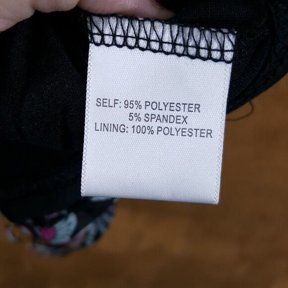 JANE + DELANCEY Top Womens Medium Black Floral Button Up Mesh Sheer Sleeve - Picture 5 of 8